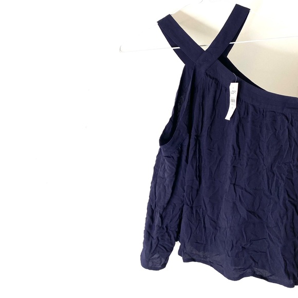 LOFT Navy Blue Cross Halter Sleeveless Blouse NWT - Picture 3 of 6